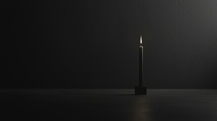 Single Candle Illuminating Darkness in Minimalist Setting
