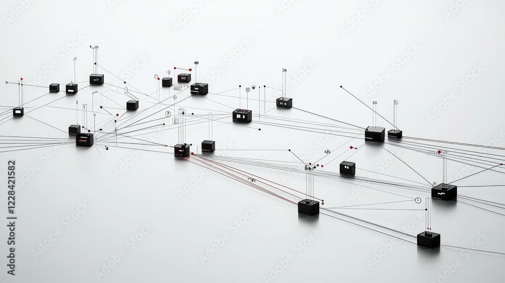 Poster abstract connection network with nodes and lines on minimalist surface