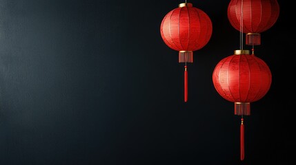 Elegant Red Lanterns Against a Dark Background for Festive Vibes
