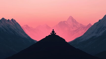 Serene Meditation at Sunrise Surrounded by Majestic Mountains