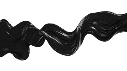 Black hair lock flowing on transparent background. Transparent background