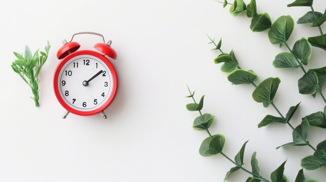 Red alarm clock on white background