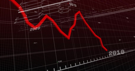 Image of financial data processing over dark background