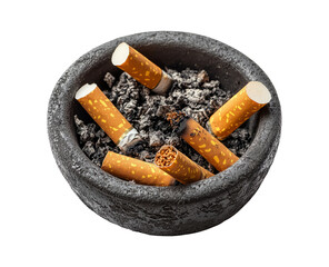 Cigarettes in Ashtray on Transparent Background