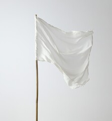 White flag waving, studio backdrop, surrender concept (2)