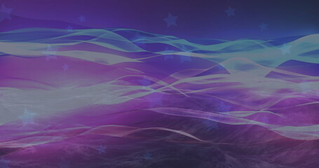 Naklejka premium Image of white stars over moving shapes