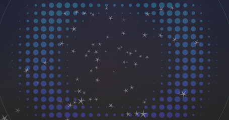 Naklejka premium Image of white stars over moving circles