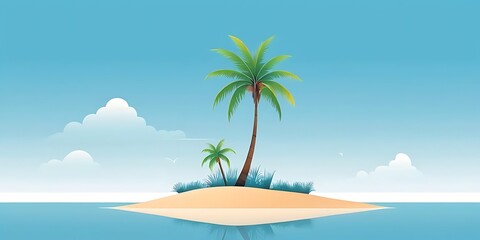 Obraz premium Idyllic Tropical Island Scene With Palm Trees And Ocean