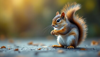 Adorable Squirrel Holding Nut Autumn Nature Photography