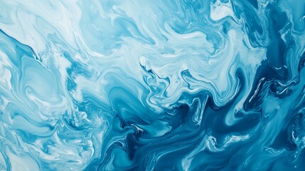 Obraz premium Abstract Fluid Art in Shades of Blue and White with Swirling Pattern Design
