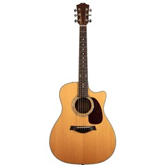 Obraz premium High-Quality Acoustic Guitar with Cutaway Design and Natural Wood Finish for Stock Photography