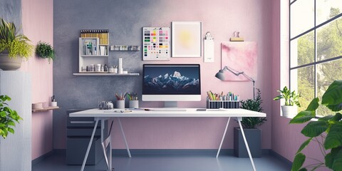 Remote design studio offering art supplies digital tools and unique style