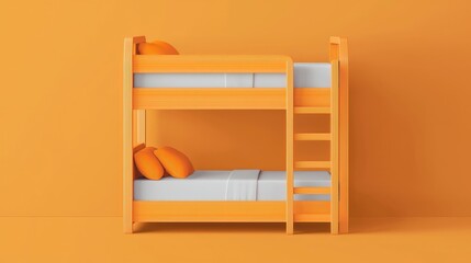 Bright Orange Bunk Bed Design with Soft Cushions in Modern Room