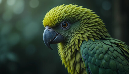 Fototapeta premium Vibrant Green Parrot 'Kakapo'
