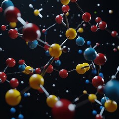 Abstract Molecular Structure: A 3D Rendering of Colorful Atoms Bonded Together