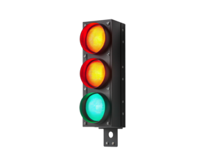 Traffic Light with Colors on Transparent Background