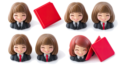 Businesswomen Icons With Folders on Transparent Background Generative AI