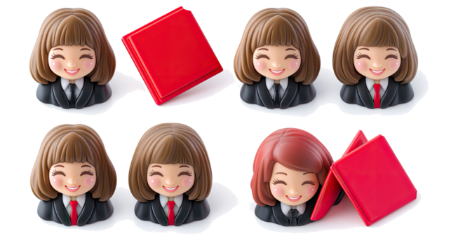 Businesswomen Icons With Folders on Transparent Background Generative AI