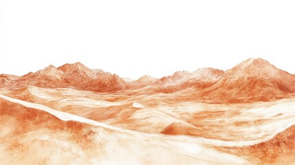Serene desert landscape with rolling hills and distant mountains under a clear sky