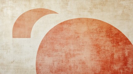 Abstract Art Featuring Two Orange Arcs on Beige Background