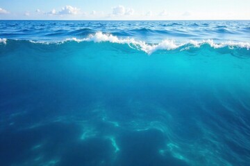 Fototapeta premium Blue wave ocean layer background texture , blue, ocean, natural element