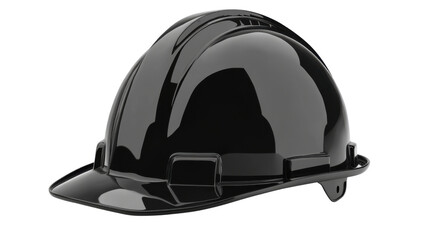 Fototapeta premium Glossy black hard hat on transparent background. Transparent background