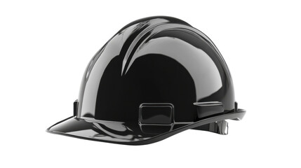 Fototapeta premium Shiny black hard hat on transparent background. Transparent background