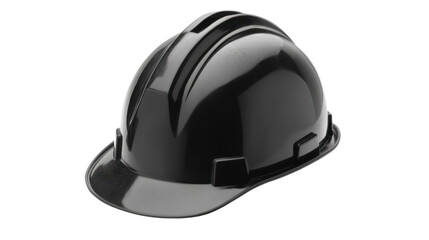 Fototapeta premium Black safety helmet on transparent background. Transparent background