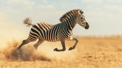 Striped Speed: Zebra Galloping Through Savanna