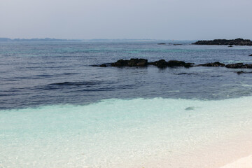 Udo Island, Jeju Island province, South Korea, white sand coral beach, coastline sea landscape sunny view, U Island, Soseom cow island, Jeju-si, Jeju-do, Sanho and Hagosudong beach