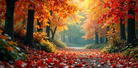 Colorful leaves changing with autumn, fall foliage, botanical illustration