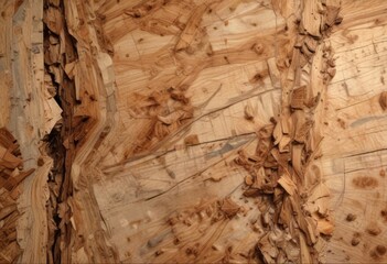 Distressed OSB board texture with subtle wood grain patterns, wood panel, wood grain