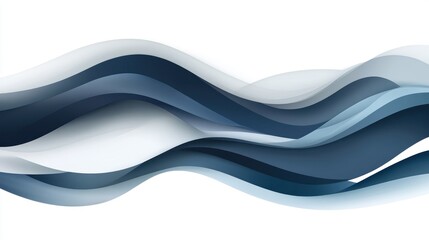 Abstract blue waves flowing on white background, website header