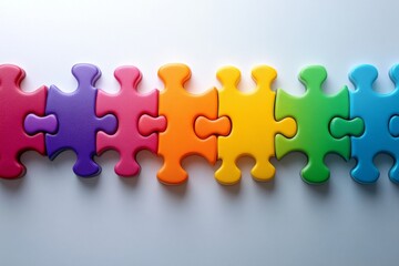 Obraz premium Colorful puzzle pieces arranged in a row