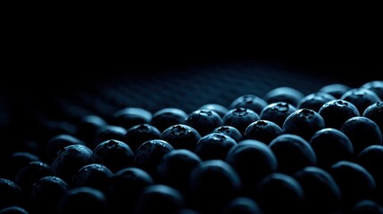 Obraz premium Dark Blueberries Arranged on Surface, Background Blurred, Food Photography