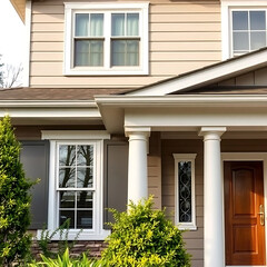 Elegant Home Exterior: Modern Architectural Design with Landscaping