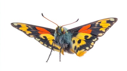 Obraz premium Colorful butterfly wings spread, isolated, studio shot, white background, nature graphic