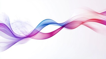 Colorful smoke waves flow on white background; abstract design