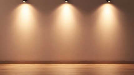 A smooth beige wall with subtle texture and soft lighting, creating a minimalist background with copy space.