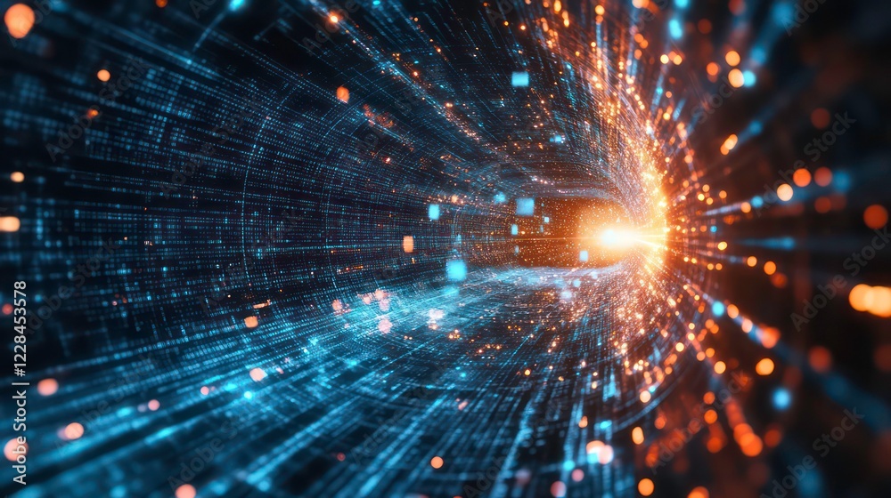 Poster quantum computer performing complex calculations at speeds unimaginable on classical computers.