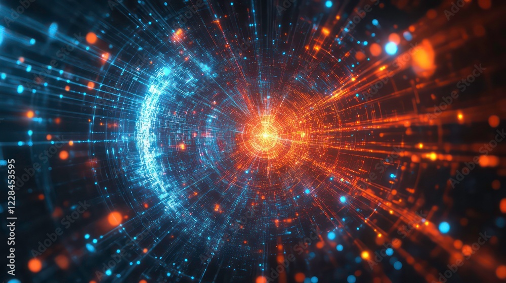Poster quantum computer performing complex calculations at speeds unimaginable on classical computers.