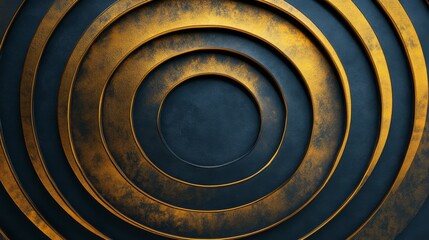 Abstract concentric circles gold and dark blue design