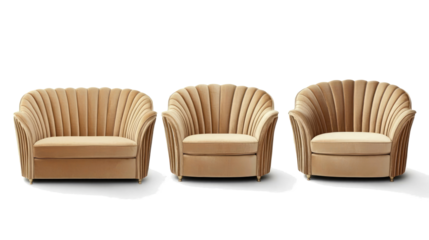 Curved Velvet Luxury Designer Sofas in Beige Color Generative AI