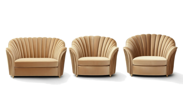 Curved Velvet Luxury Designer Sofas in Beige Color Generative AI