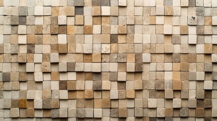 Beige tones of natural stone arranged in a mosaic pattern, providing a neutral and organic copy space.