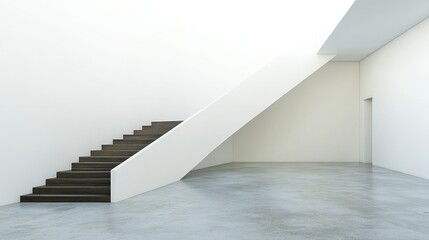 Modern minimalist staircase in bright spacious room, daylight