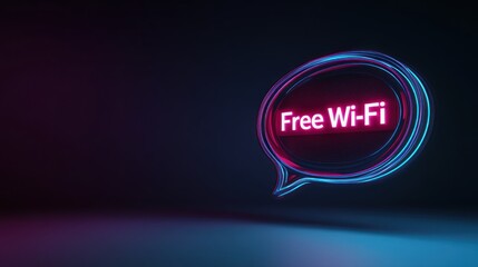 Neon Free Wi-Fi sign, dark background, digital communication, internet access