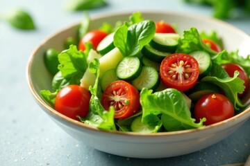 Fresh vegetable salad with mixed greens, food, farmer's market, vegetable salad