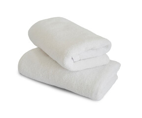stack of white towel isolated on white