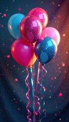 Glittery balloons and streamers, balloons, streamers, party decorations